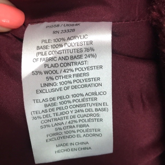 Pendleton Burgundy Fuzzy Furry Zip Jacket Medium - Picture 9 of 10